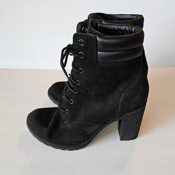 Timberland Tillston’s Lace Up Double Collar Black Leather Ankle Bootie Women's 7 - Picture 4 of 12